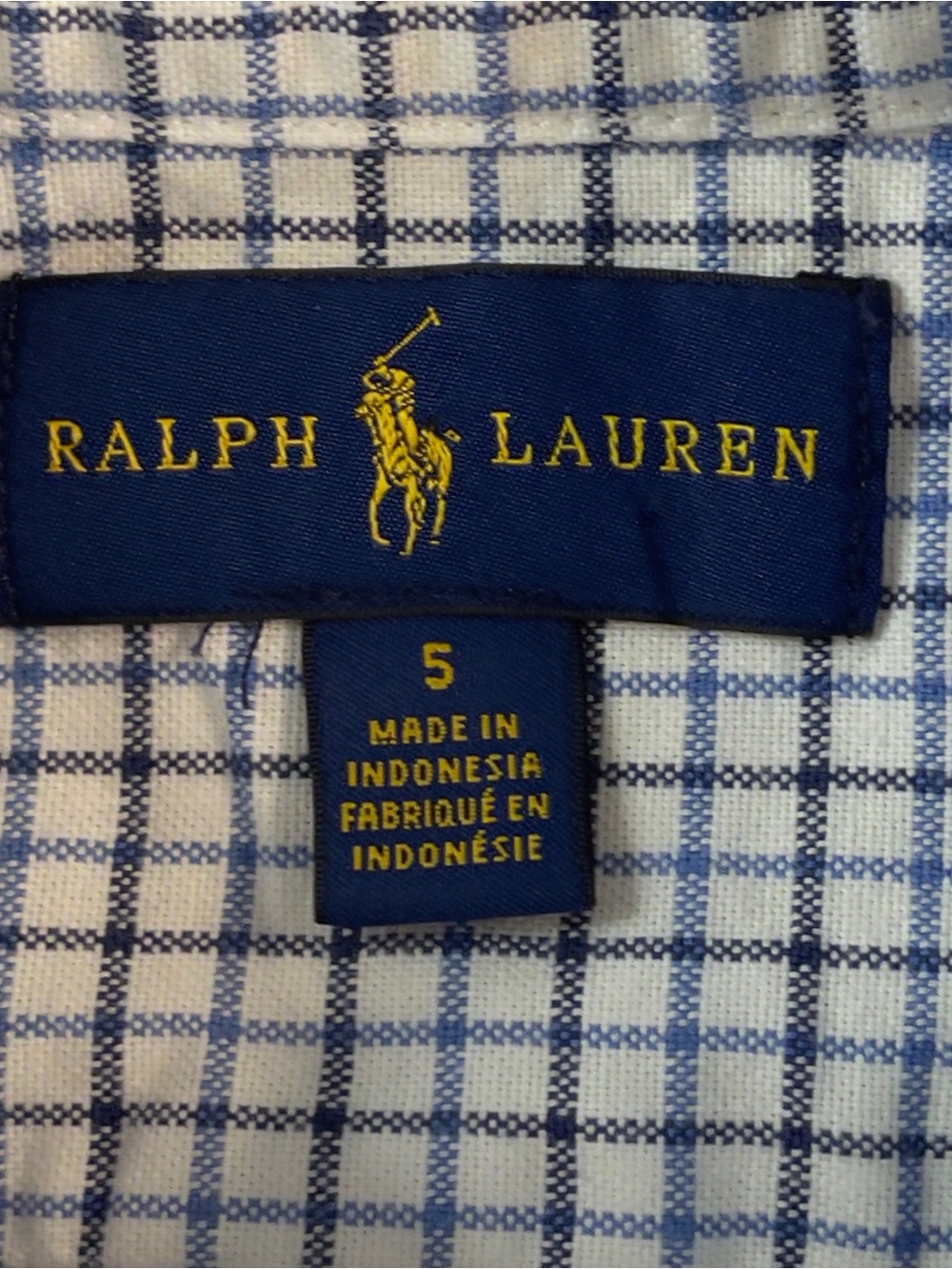 Ralph Lauren White and Navy Grid Button-Down Shirt - Kids - Picture 5 of 7